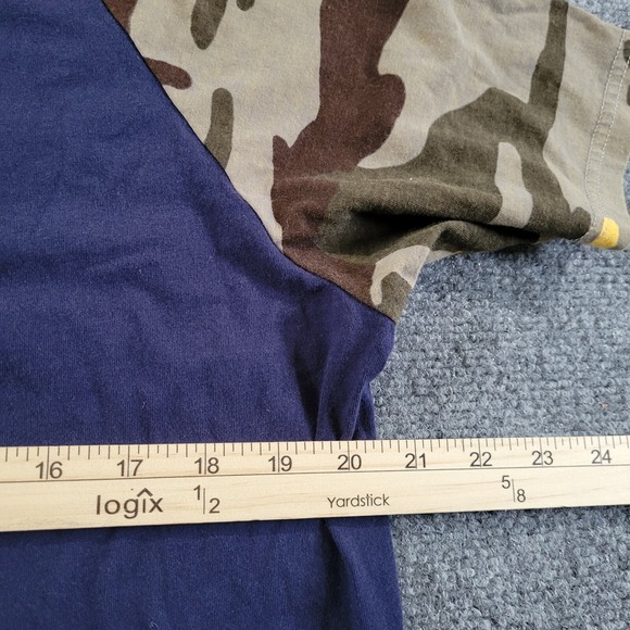 True Religion Graphic World Tour T-Shirt Navy Blue w/ Camo Sleeves Large - Picture 5 of 6